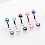 5 Pcs of Assorted Color Iridescent Metallic Coated Steel Curved Barbell Package