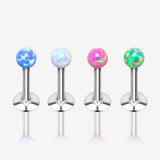 4 Pcs of Assorted Fire Opal Ball Top Internally Threaded Labret Flat Back Stud Package