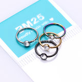 Detail View 1 of 4 Pcs Pack of Assorted Color Plated Press-Fit Gem Bendable Hoop Rings