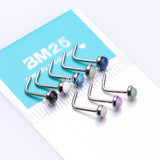 Detail View 1 of 8 Pcs Pack of Assorted Natural Stone Top L-Shaped Nose Rings