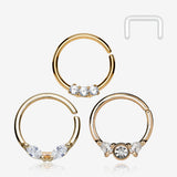 3 Pcs of Assorted Rose Gold Dainty Gem Bendable Hoop Ring with Clear Retainer Package