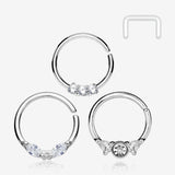 3 Pcs of Assorted Dainty Gem Bendable Hoop Ring with Clear Retainer Package