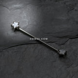 Detail View 1 of Star Sparkle Industrial Barbell-Clear Gem