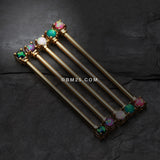 Detail View 2 of Golden Opal Sparkle Prong Industrial Barbell-Teal