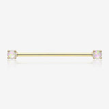 Golden Opal Sparkle Prong Industrial Barbell