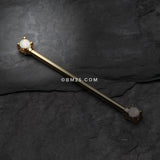 Detail View 1 of Golden Opal Sparkle Prong Industrial Barbell-White