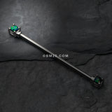 Detail View 1 of Opal Sparkle Prong Industrial Barbell-Black
