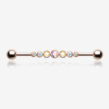 Rose Gold Dazzling Gem Row Industrial Barbell
