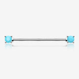 Turquoise Bead Prong Industrial Barbell