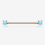 Rose Gold Turquoise Bead Prong Industrial Barbell-Turquoise