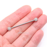 Detail View 2 of Pave Sparkle Full Dome Industrial Barbell-Clear Gem