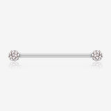 Pave Sparkle Full Dome Industrial Barbell-Clear Gem