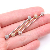 Detail View 3 of Pave Sparkle Full Dome Industrial Barbell-Clear Gem