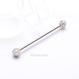 Detail View 1 of Pave Sparkle Full Dome Industrial Barbell-Clear Gem
