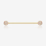 Golden Pave Sparkle Full Dome Industrial Barbell-Aurora Borealis