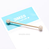 Detail View 4 of Golden Pave Sparkle Full Dome Industrial Barbell-Aurora Borealis