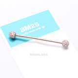 Detail View 4 of Rose Gold Pave Sparkle Full Dome Industrial Barbell-Clear Gem