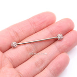 Detail View 2 of Rose Gold Pave Sparkle Full Dome Industrial Barbell-Clear Gem