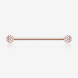 Rose Gold Pave Sparkle Full Dome Industrial Barbell