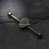 Detail View 1 of Golden Avice Turquoise Industrial Barbell-Clear Gem/Turquoise