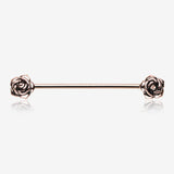 Rose Gold Double Rose Flower Industrial Barbell