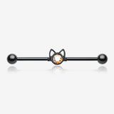 Blackline Adorable Kitty Cat Face Sparkle Industrial Barbell