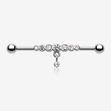 Dazzling Gem Row Sparkle Dangle Industrial Barbell