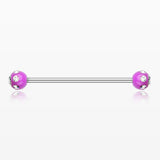 Acrylic Aurora Gem Ball Industrial Barbell-Purple/Clear
