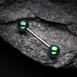 Detail View 1 of Colorline PVD Ball Top Steel Barbell-Green