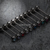 Detail View 2 of Basic Gem Ball Steel Barbell Tongue Ring-Black