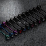 Detail View 2 of Colorline PVD Basic Gem Ball Barbell Tongue Ring-Black/Pink