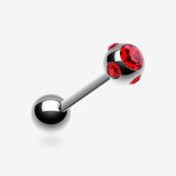 Aurora Gem Ball Steel Barbell Tongue Ring-Red