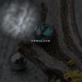 Detail View 1 of Aurora Gem Ball Steel Barbell Tongue Ring-Teal