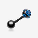 Colorline PVD Aurora Gem Ball Steel Barbell Tongue Ring-Black/Blue