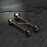 Detail View 1 of Rose Gold Plated Gem Ball Barbell-Clear Gem