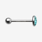Detail View 1 of Multi-Gem Sparkle Barbell Tongue Ring-Teal