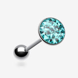Multi-Gem Sparkle Barbell Tongue Ring-Teal