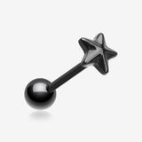 Blackline PVD Nautical Star Top Steel Barbell Tongue Ring-Black
