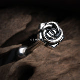 Detail View 1 of Vintage Steel Rose Blossom Barbell Tongue Ring