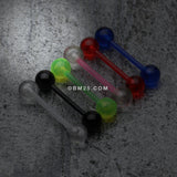 Detail View 1 of UV Acrylic Flexible Shaft Barbell Tongue Ring-Blue