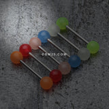 Detail View 1 of Glow in the Dark UV Acrylic Barbell Tongue Ring-Orange