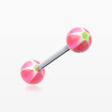 Star Punch Acrylic Top Barbell Tongue Ring-Pink