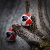 Heart Tetrad Acrylic Top Barbell Tongue Ring-Black/Red