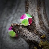 Heart Tetrad Acrylic Top Barbell Tongue Ring-Purple/Green