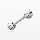 Basketball Acrylic Top Barbell Tongue Ring-White