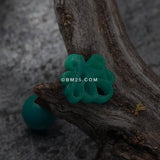 Detail View 1 of Evil Octopus Acrylic Barbell Tongue Ring-Teal