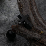Detail View 1 of Classic Cross Acrylic Barbell Tongue Ring-Black