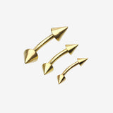 Gold Plated Spike Curved Barbell Ring-Gold