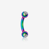 Colorline PVD Double Gem Ball Curved Barbell Eyebrow Ring