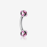 Aurora Gem Ball Curved Barbell Eyebrow Ring-Pink